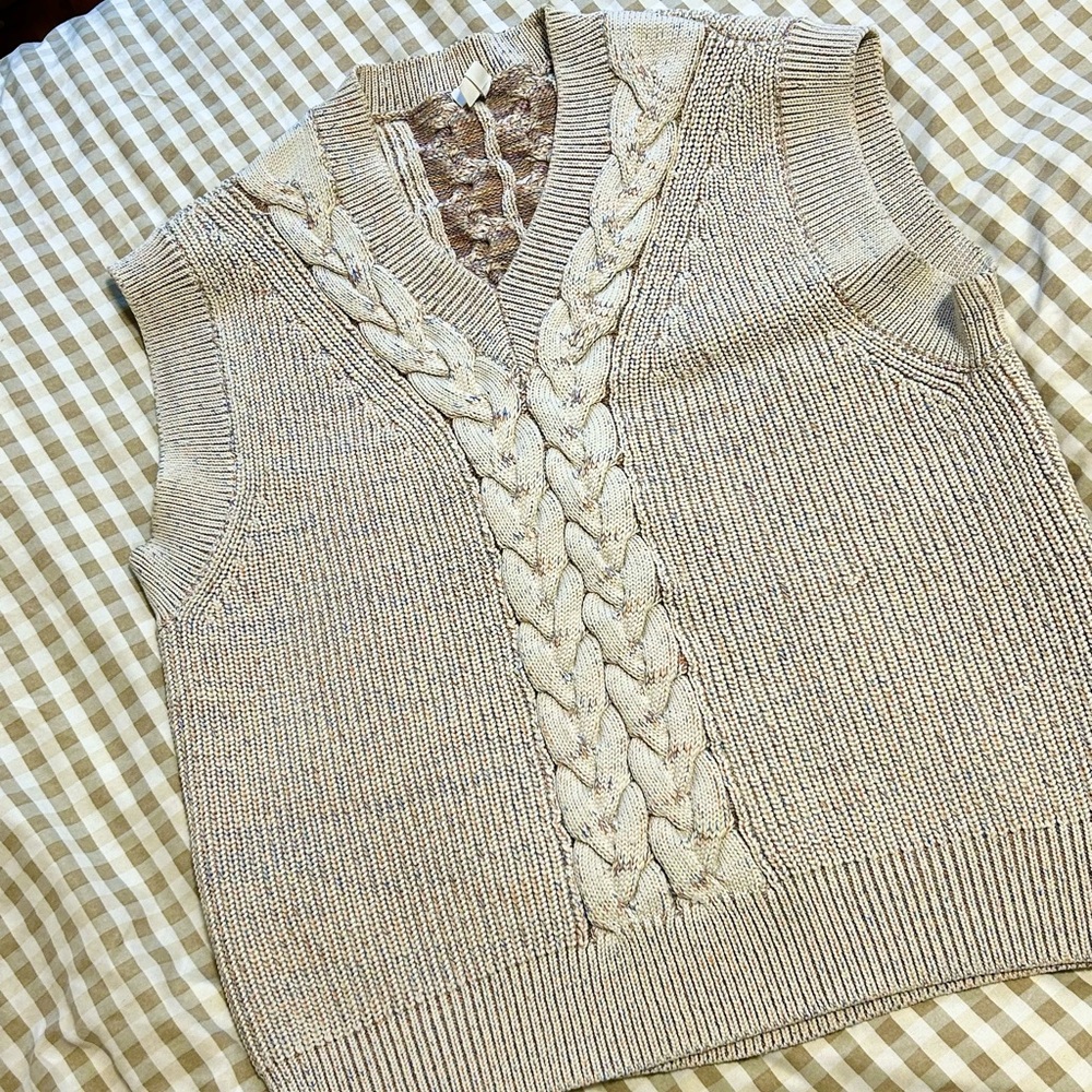Cable Knit Cream Sweater Vest